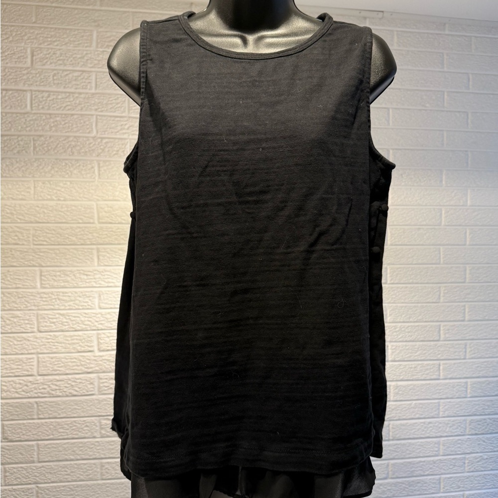 LOFT Black Sleeveless‎ Boxy Tank Top